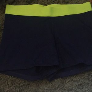 Navy blue and yellow shorts